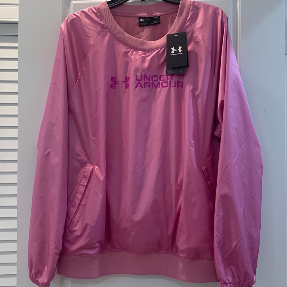 NWT Pink Shiny Under Armour Pullover. Size Large.